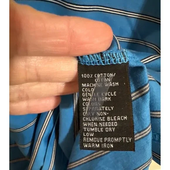 Greg Norman Polo Shirt Mens XXL Blue Pinstripe Shark Tag Golf Casual - Picture 8 of 8